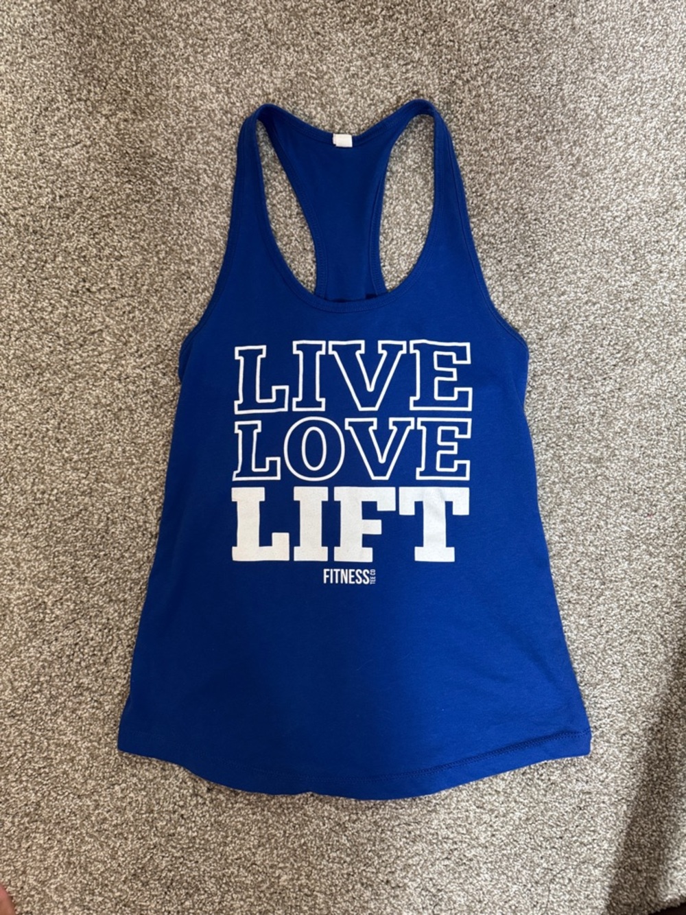 Royal Blue Racerback Tank Top with LIVE LOVE LIFT Print